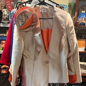 Orange and Cream Women's  Jacket by